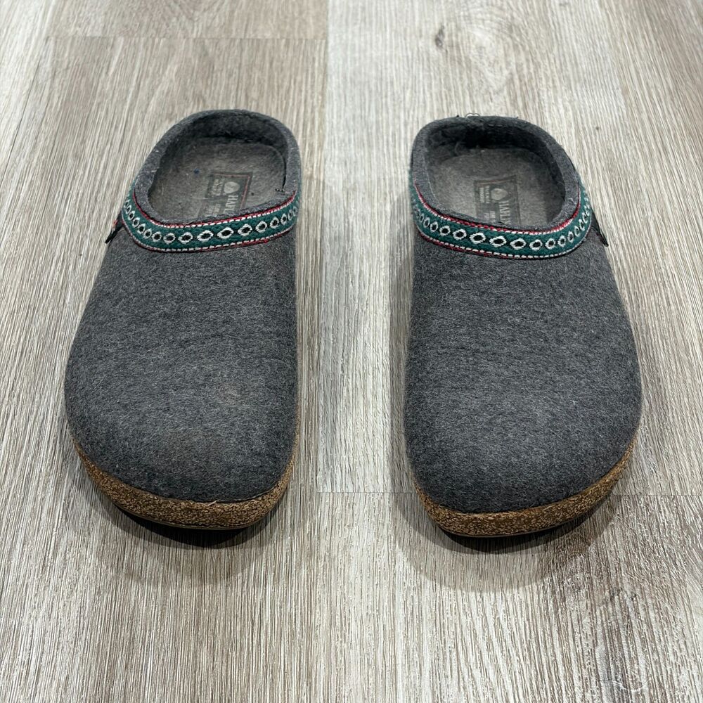 Haflinger Grizzly Franzl Anthracite Gray Wool Clogs Unisex Men's Sz 40 US Sz 7